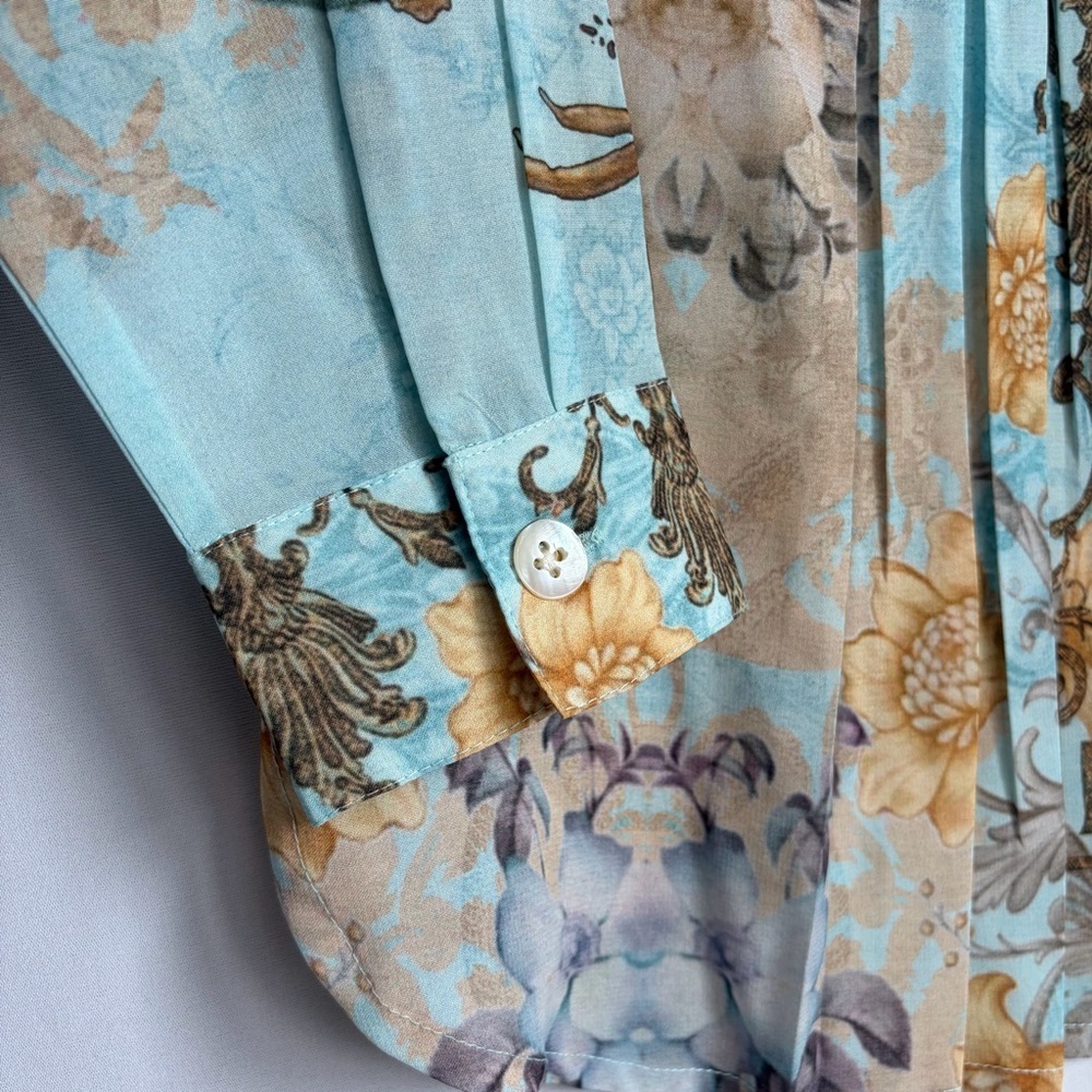 Soft Surroundings Floral Baroque Button Up Shirt Women Sz XS Cottage NWOT READ - Picture 8 of 16